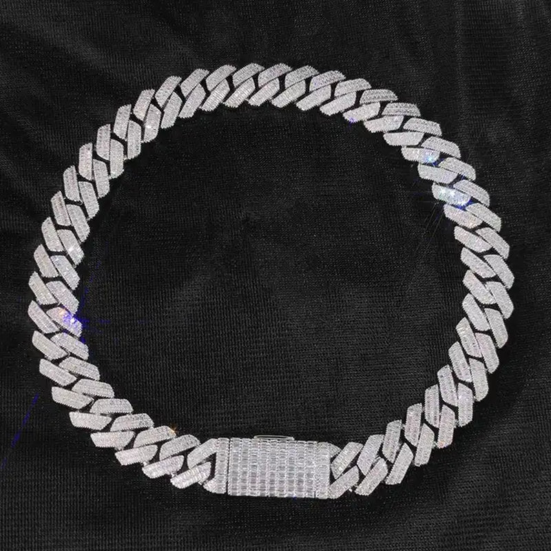 20Mm 2 Rows Rectangle CZ Iced Out Miami Cuban Link Chain Bling 5A Zircon Stone Hip Hop Jewelry Necklace for Men Gift
